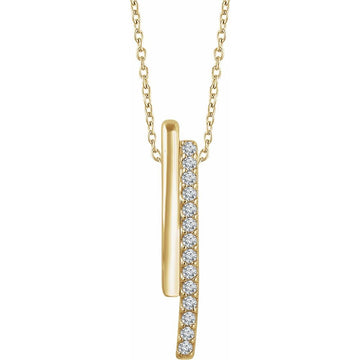 14K Yellow Gold 1/5 CTW Natural Diamond Bar Necklace – Adjustable 16–18" Cable Chain