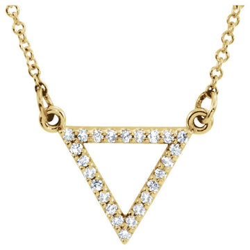 14K Yellow Gold Triangle Necklace with Natural Diamonds – 1/10 CTW, 16"