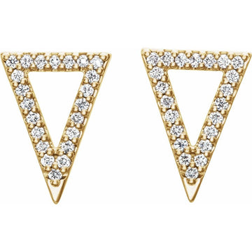 14K Yellow Gold 1/5 CTW Natural Diamond Open Triangle Stud Earrings