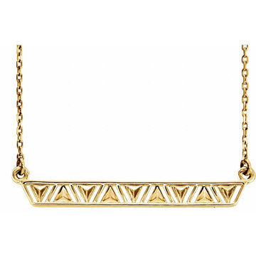 14K Yellow Gold Triangle Bar Necklace – Geometric Pendant on Adjustable 16–18" Cable Chain