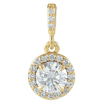 14K Yellow Gold 1/2 CTW Natural Diamond Halo Pendant