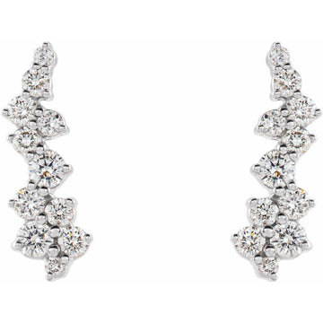 14K White Gold 1/3 CTW Natural Diamond Ear Climber Earrings