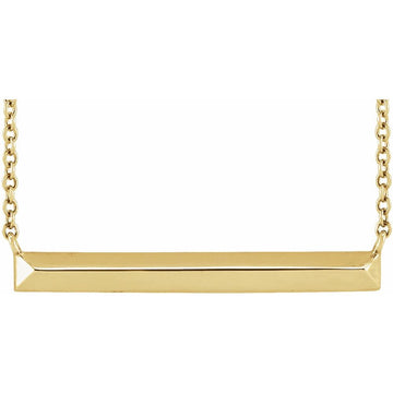 14K Yellow Gold Polished Geometric Bar Necklace – 18"