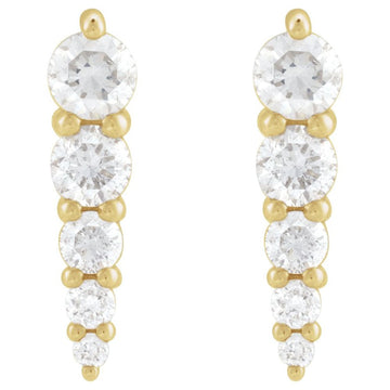 14K Yellow Gold 1/2 CTW Natural Diamond Graduated Stud Drop Earrings