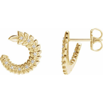 14K Yellow Gold .07 CTW Natural Diamond Hoop Earrings – Polished Solid Gold Hoops