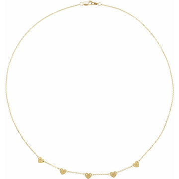 14K Yellow Gold Engravable 5-Heart Family Necklace – 16"