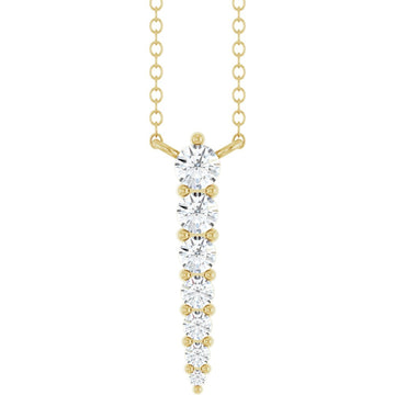 14K Yellow Gold 1/6 CTW Natural Diamond Graduated Bar Necklace – 18" Cable Chain
