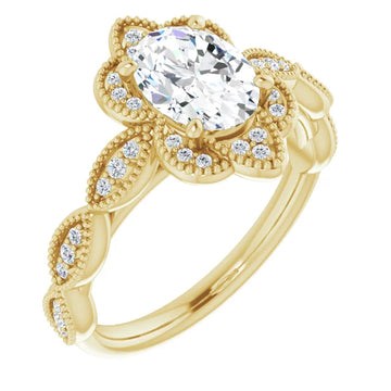 Scalloped Halo Vintage Engagement Ring