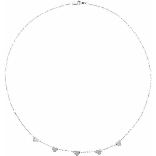 Heart Station Pendant Necklace 16 Inches
