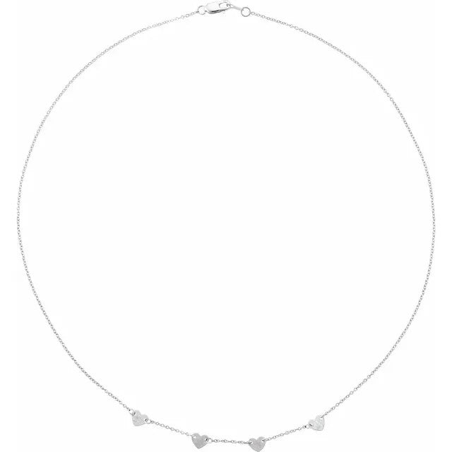 Heart Station Pendant Necklace 16 Inches