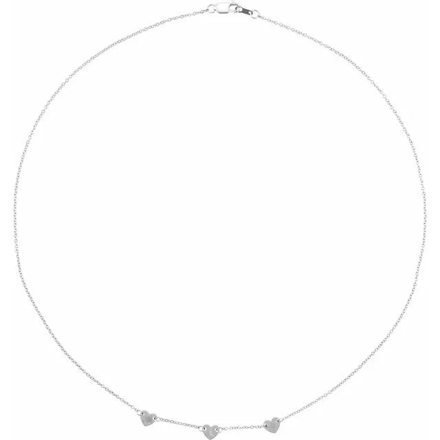 Heart Station Pendant Necklace 16 Inches