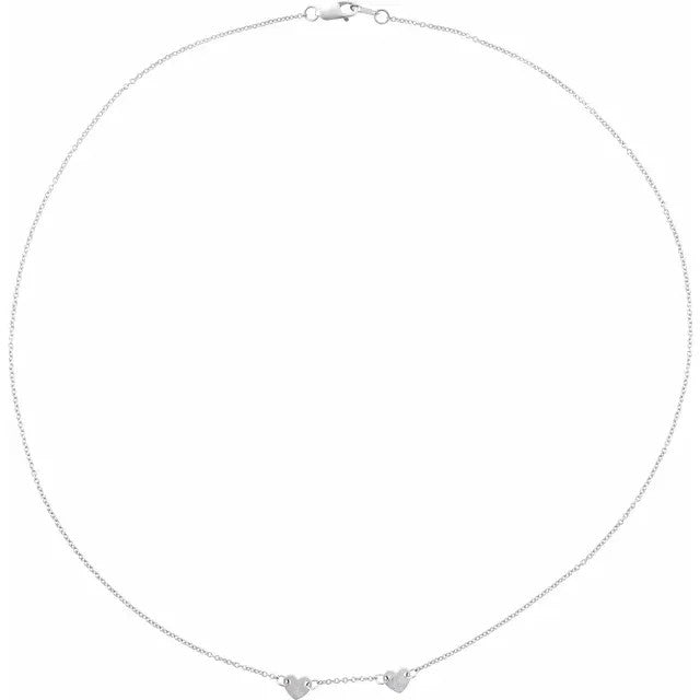 Heart Station Pendant Necklace 16 Inches