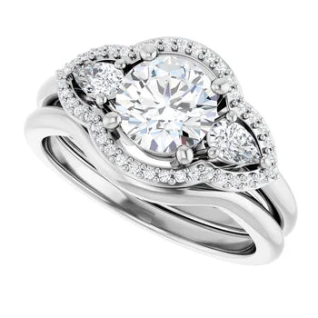 14K White 6.5 mm Round Engagement Ring Mounting