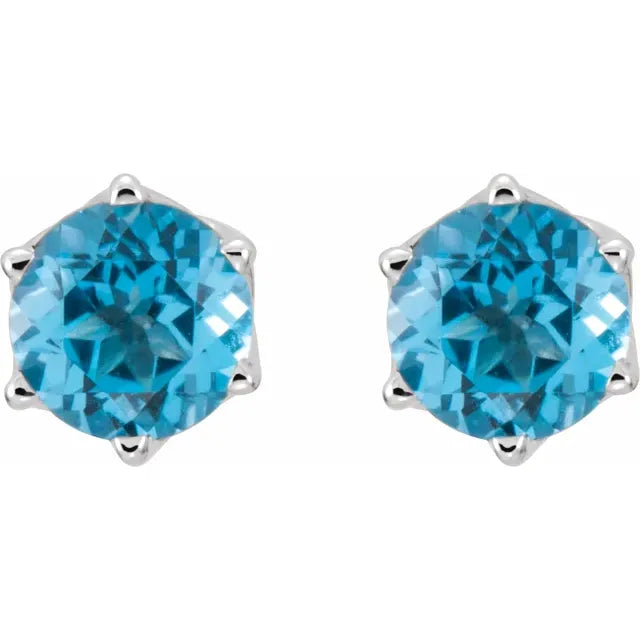 Sculptural Swirl Detail 6 Claw Prong Solitaire Stud Earrings