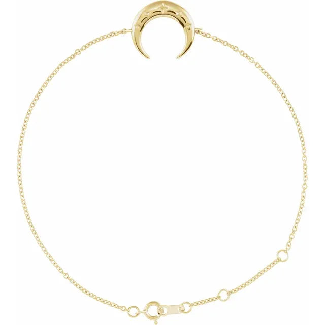 Crescent Moon and Stars Station Bracelet