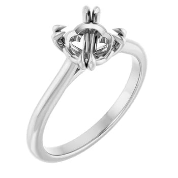 14K White 5.8 mm Round Solitaire Engagement Ring Mounting