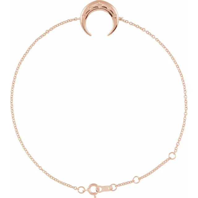 Crescent Moon and Stars Station Bracelet