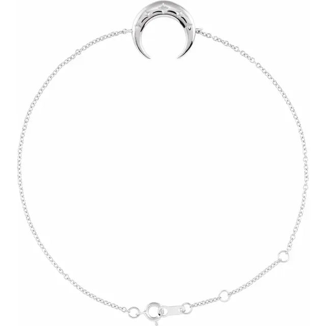 Crescent Moon and Stars Station Bracelet