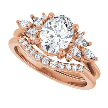 14K White 8x6 mm Oval Engagement Ring Mounting