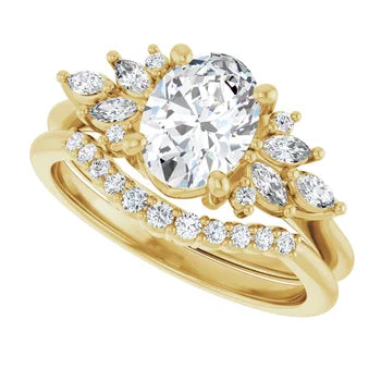 14K White 8x6 mm Oval Engagement Ring Mounting