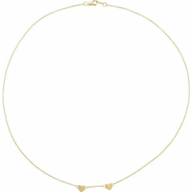 Heart Station Pendant Necklace 16 Inches