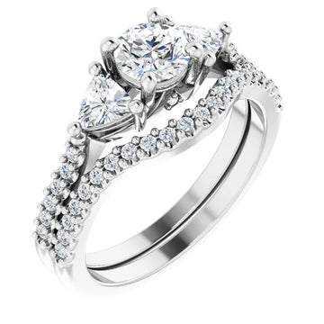 14K White 5.2 mm Round 3/8 CTW Natural Diamond Semi-Set Engagement Ring