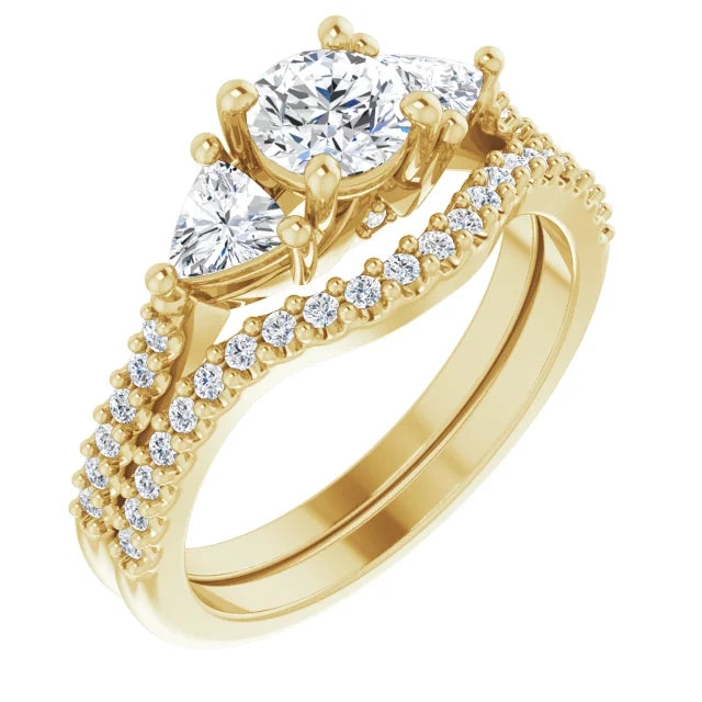 14K White 5.2 mm Round 3/8 CTW Natural Diamond Semi-Set Engagement Ring