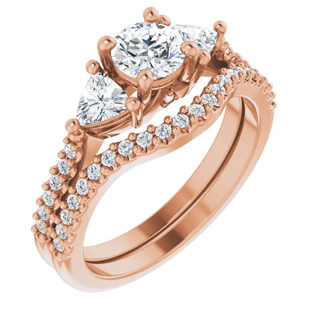 14K White 5.2 mm Round 3/8 CTW Natural Diamond Semi-Set Engagement Ring