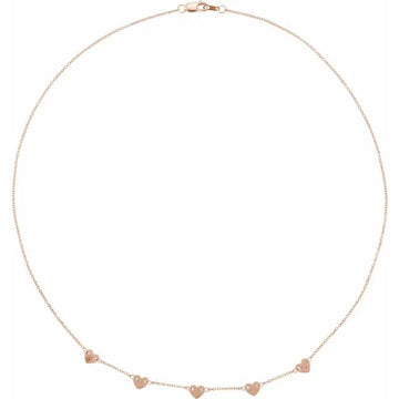 Heart Station Pendant Necklace 16 Inches