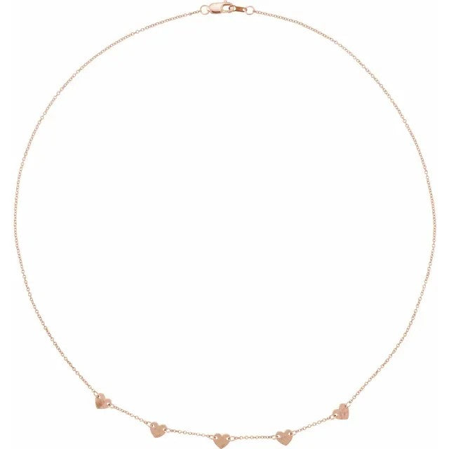 Heart Station Pendant Necklace 16 Inches