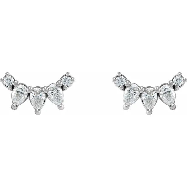 14K 1/3 CTW Natural Diamond Curved Bar Earrings