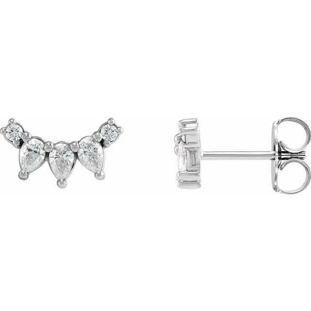 14K 1/3 CTW Natural Diamond Curved Bar Earrings