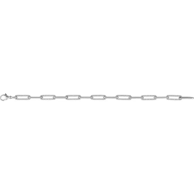 Diamond Accented Paperclip Chain Bracelet 1CTW