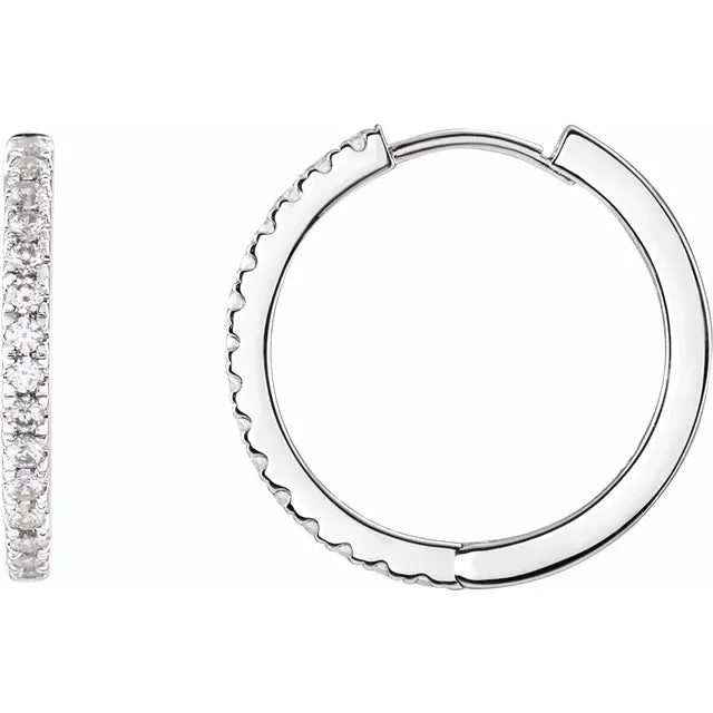 Diamond Hoop Huggie Earrings