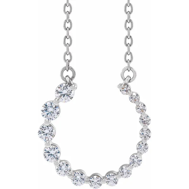 14K 3/8 CTW Natural Diamond Graduated Circle 16-18" Necklace