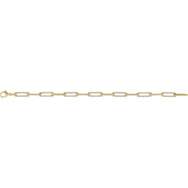 Diamond Accented Paperclip Chain Bracelet 1CTW