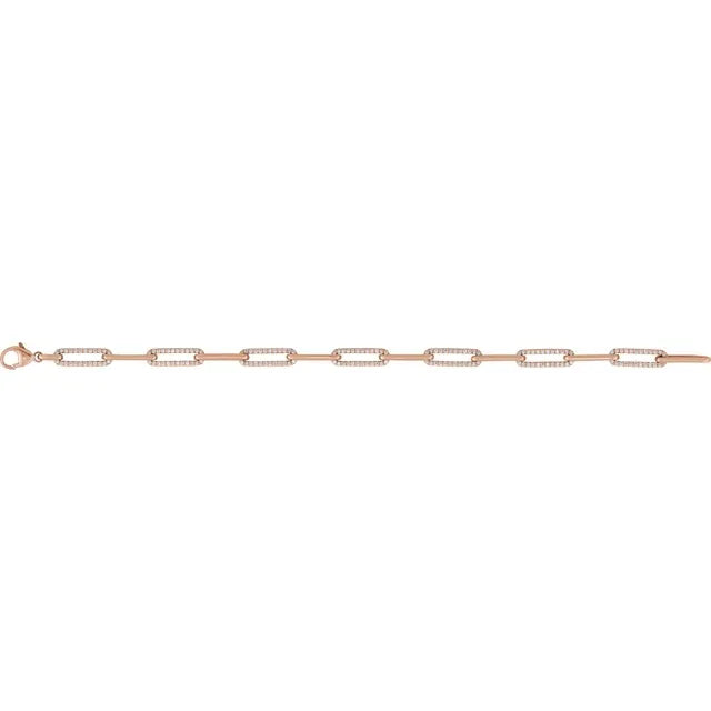 Diamond Accented Paperclip Chain Bracelet 1CTW