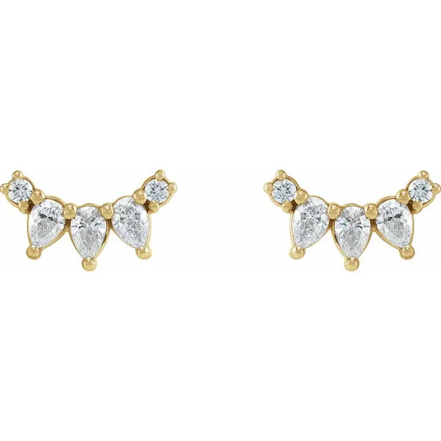 14K 1/3 CTW Natural Diamond Curved Bar Earrings