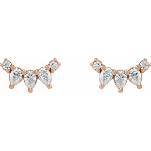 14K 1/3 CTW Natural Diamond Curved Bar Earrings