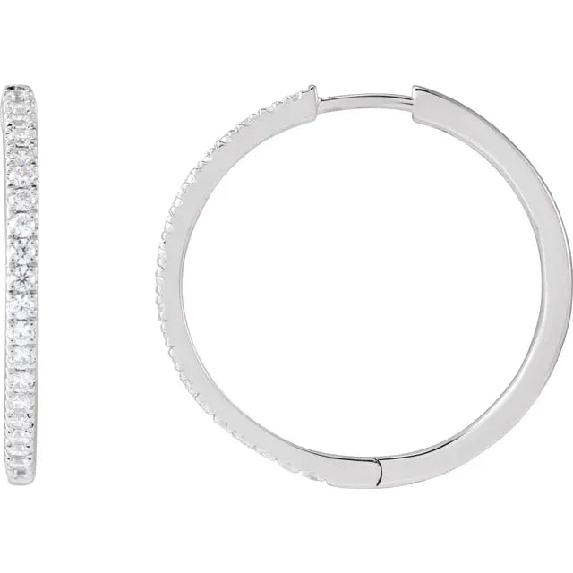 Diamond Hoop Huggie Earrings