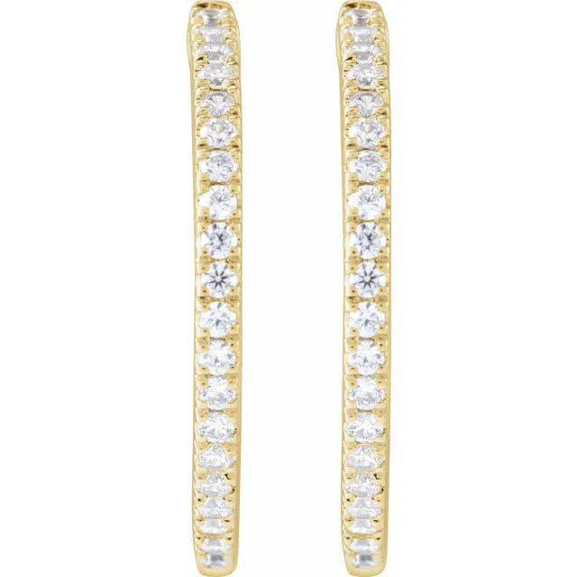Diamond Hoop Huggie Earrings