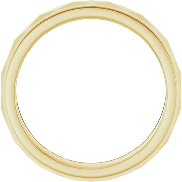 14K 4 mm Milgrain Stepped-Edge Geometric Faceted Band Size 10