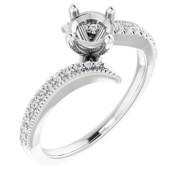 14K White 5.25 mm Round 1/5 CTW Natural Diamond Semi-Set Engagement Ring