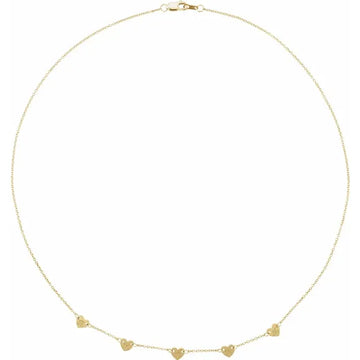 14K 5-Heart Engravable Family 16" Necklace