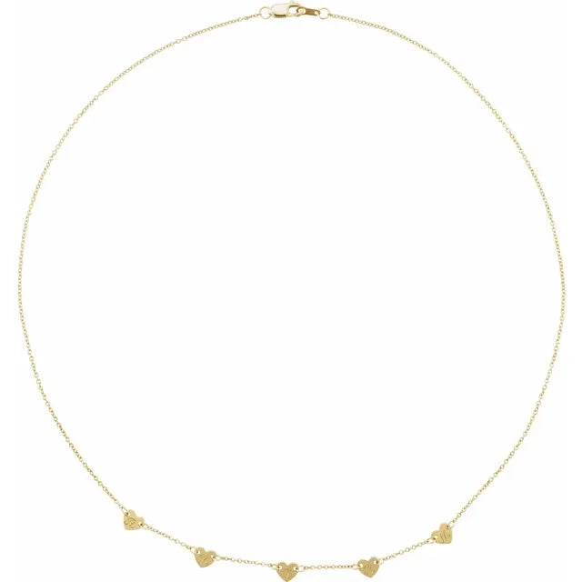 14K 5-Heart Engravable Family 16" Necklace
