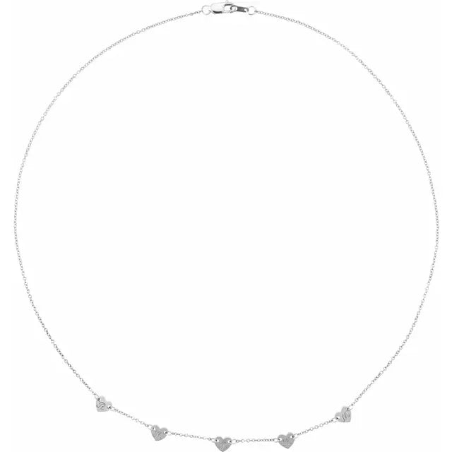 14K 5-Heart Engravable Family 16" Necklace