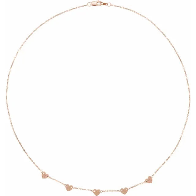 14K 5-Heart Engravable Family 16" Necklace