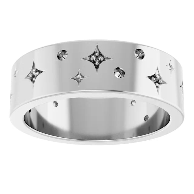 14K 1.5 mm Round Accented Star Band Mounting Size 7