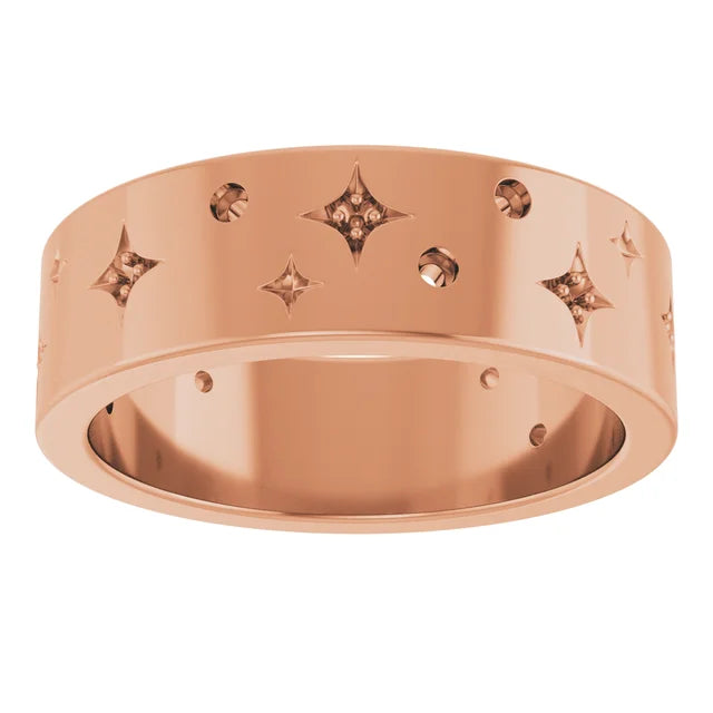 14K 1.5 mm Round Accented Star Band Mounting Size 7