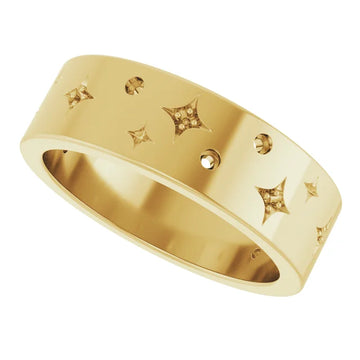 14K 1.5 mm Round Accented Star Band Mounting Size 7